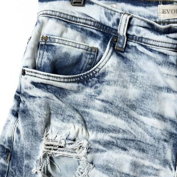 Evolution In Design Mens Denim Cutoff Shorts Size 36 Distressed Acid Wash Urban - Picture 4 of 14